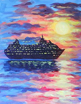 Cruise - Easy Cruise Painting Ideas, Cruise Ship Painting, Cruise Painting, Cruise Drawing, Fox And Hound, Invitation Website, Acrylic Inspiration, Paint Parties, North Hills