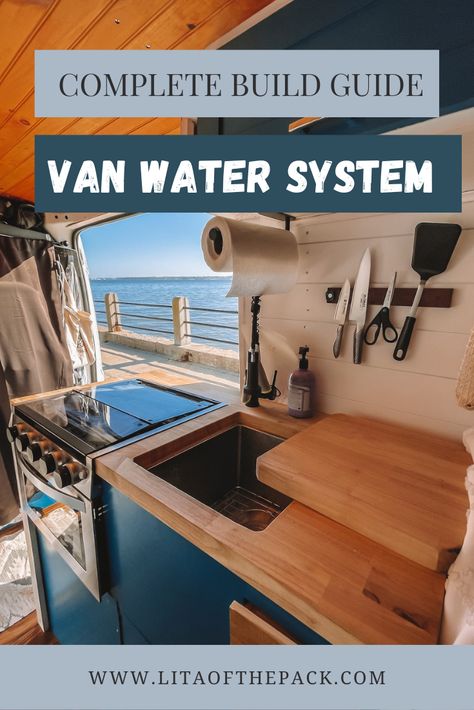 Learn everything you need to know about building a water system in your camper van conversion. This guide has everything you need from the parts you'll need to your camper van diy diagram. Find out how to get your water filled on the road and how to make your water run smoothly! Uhaul Camper Conversion, Van Conversion Build, Used Camper Vans, Converted Vans, Diy Van Conversions, Car Living, Sprinter Van Conversion, Kombi Home, Van Camper