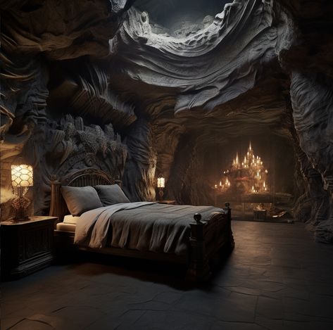 Dragonstone Interior, House Of The Dragon Interior, Dragonstone Bedroom, Dragonstone Castle, Westeros Aesthetic, Arryn House, Cave Bedroom, Vibe Rooms, Castle Bedroom