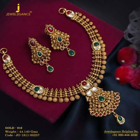 Gold 916 Premium Design Get in touch with us on +919904443030 Beautiful Diamond Earrings, Antique Gold Jewelry Indian, Antique Jewellery Designs, Gold Necklace Indian, Gold Necklace Indian Bridal Jewelry, Gold Mangalsutra, Antique Bridal Jewelry, Gold Jewelry Stores, Indian Bridal Jewelry