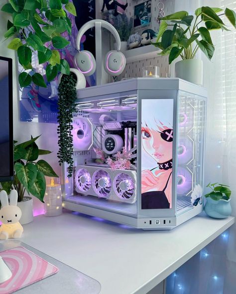 A little PC appreciation 🩷🌿 -Wallpaper art by Kuvshinov Ilya Items in my setup and PC specs can be found on my PCPartPicker and Amazon Storefront. Linked in my bio! 🔗 #gamingsetup #pcgamer #gamergirls #battlestation #gamingpc #pcbuild #rgbsetup #setupinspiration #desksetup #gameroom #ａｅｓｔｈｅｔｉｃ Gaming Desk Setup Ideas, Aesthetic Gaming Room, Setup Ideas Gaming, Gaming Room Setup Ideas, Gamer Room Design, Kuvshinov Ilya, Room Setup Ideas, Pc Gaming Desk, Aesthetic Gaming