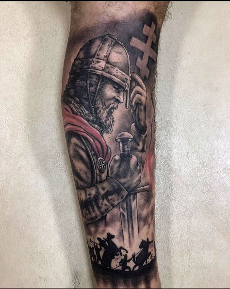 Serbian Knight Tattoo, English Warrior Tattoo, Car Dusan Silni Tattoo, Slavic Warrior Tattoo, Serbia Tattoo Ideas, Serbian Warrior Tattoo, Ortodox Serbian Tattoo, Gavrilo Princip Tattoo, Delije Sever Tattoo