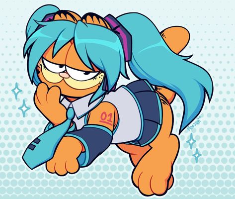 Fat Orange Cat, Garfield Pictures, Garfield Images, Garfield Cat, Orange Cat, Funky Art, Cartoon Art Styles, Pretty Art, Hatsune Miku