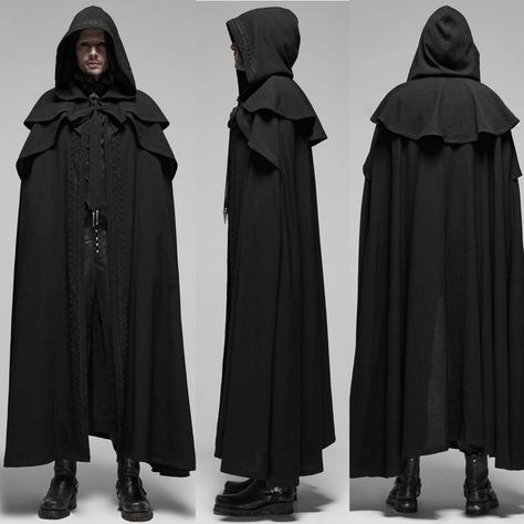 Person In Cloak Reference, Cloak Aesthetic Male, Cape Blowing In Wind Reference, Robes Reference, Cape Drawing References, Fantasy Capes, Satanic Clothes, Cape Reference, Cloak Reference