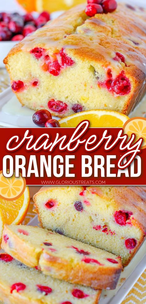 Cranberry Orange Loaf, Orange Cranberry Loaf, Orange Cranberry Bread, Orange Bread Recipe, Cranberry Bread Recipes, Bread Recipe Video, Dessert Breads, Cranberry Dessert, Orange Bread