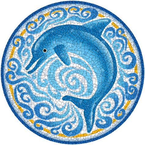 Aqua Art Single Dolphin Pool Art Mosaic Sea Life, Paint Plates, Dolphins Mosaic, Swimming Pool Mosaics, Summertime Crafts, Park Benches, Pool Art, Aqua Art, Mosaic Art Projects