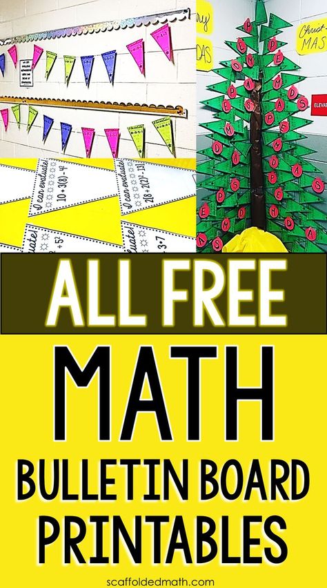 Free Math Bulletin Board Printables to decorate your math classroom. Every math bulletin board printable in this post is FREE! Math Bulletin Boards Middle School, Bulletin Board Printables, Middle School Bulletin Boards, High School Bulletin Boards, Math Bulletin Boards, High School Math Classroom, Elementary Math Classroom, Math Classroom Decorations, Middle School Math Classroom