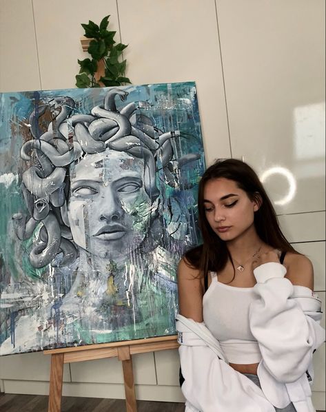 Medusa Painting Aesthetic, Medusa Oil Painting, Medusa Art Painting, Medusa Canvas Painting, Medusa Aesthetic Art, Medusa Aesthetic, Medusa Painting, Medusa Drawing, Mythology Paintings