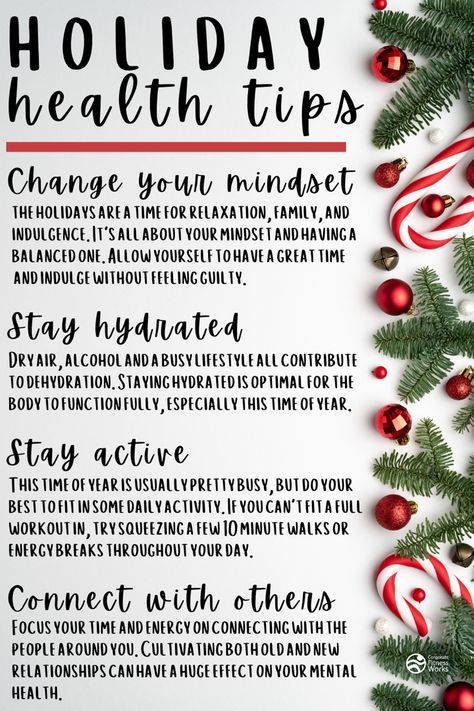 Holiday Fitness, December Wellness Ideas, Holiday Eating Tips Healthy, Holiday Fitness Motivation, Holiday Nutrition Tips, Holiday Tips To Stay Healthy, Personal Training Business, Holiday Workout, Winter Wellness