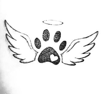 Dog Lover Drawing, Dog Angel Drawing, Dog Paws Drawing, Dog Paw Drawing, Dog Drawing Simple, Paw Drawing, Pitbull Tattoo, Cats Art Drawing, Easy Animal Drawings