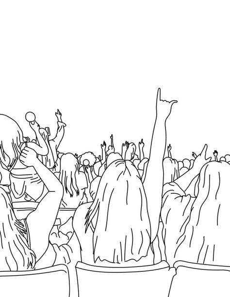 Young People Crowd Line Drawing Crowd Drawing, Fantasy Blade, People Crowd, Graphic Shirt Design, Drawing Drawing, Outline Drawings, Nature Design, Drawing People, Line Drawing