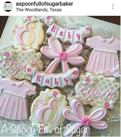 . Baby Girl Cookies Decorated, Oh Baby Cookies Decorated, Baby Onesie Cookies Decorated, Pink Onesie Cookies, Baby Girl Onesie Cookies, Baby Girl Cookies, No Bake Sugar Cookies, Cookies Decoradas, Cookies Theme