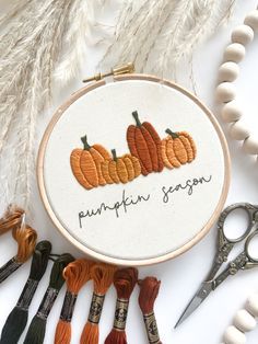 Four Seasons Embroidery, Fall Embroidery Designs Free Pattern, Pumpkin Embroidery Pattern, Embroidery Seasons, Seasonal Embroidery, Seasonal Illustration, Embroidery Pumpkin, Season Embroidery, Embroidered Pumpkin