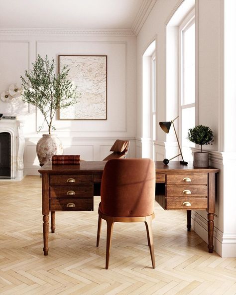 Stylish Workspace Idea When You Don't Have a Home Office - Patticake Wagner Colonial Office Design, Neutral Home Office, Anthology Creative Studio, Chic Office Chair, Office Inspo, Neutral Home, Design Apartment, Architect House, Design Living Room