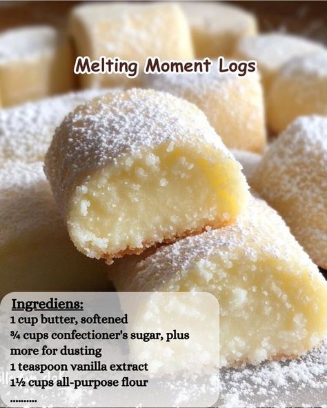 Melting Moments Logs, Melting Moment Logs, Melting Moments, Confectioners Sugar, Purpose Flour, 1 Cup, Vanilla Extract, Flour, Vanilla