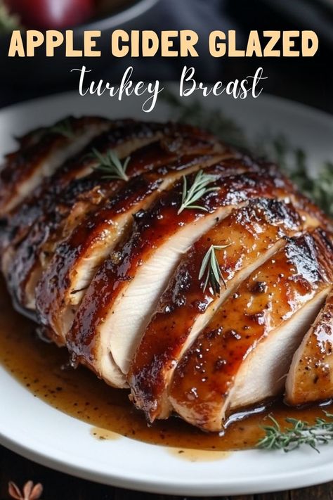 Sweeten your holiday feast with apple cider glazed turkey breast, offering tender meat with a tangy, flavorful glaze. #AppleCiderTurkey #HolidayMains Glazed Turkey Thanksgiving, Party W Friends, Glazed Turkey Breast, Turkey Breast Recipes, Glazed Turkey, Turkey Glaze, Turkey Breast Recipe, Holiday Turkey, Roast Turkey Breast