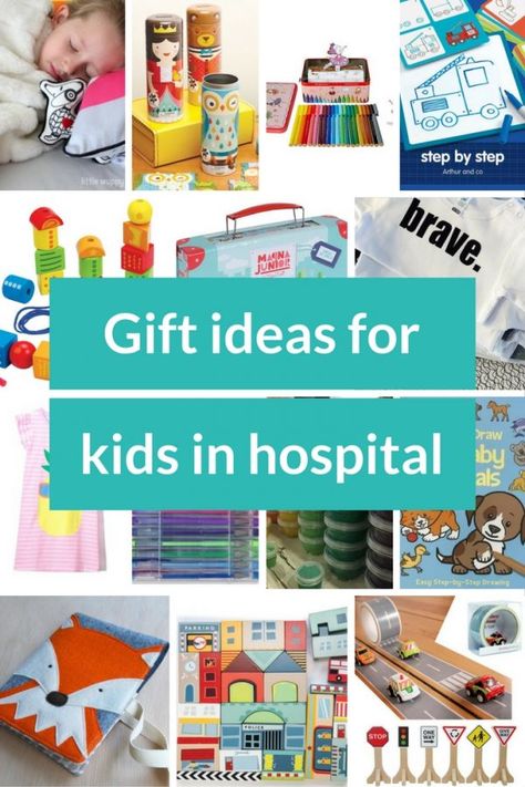 Gift ideas for kids in hospital - toys, games, craft, comfort items, books and clothing Comfort Items When Sick, Hospital Care Package For Family, Hospital Stay Care Package, Care Package For Hospital Stay, Hospital Gift Basket Care Packages, Gift Basket For Hospital Stay, Hospital Gift Baskets, Hospital Care Package, Kids Care Package