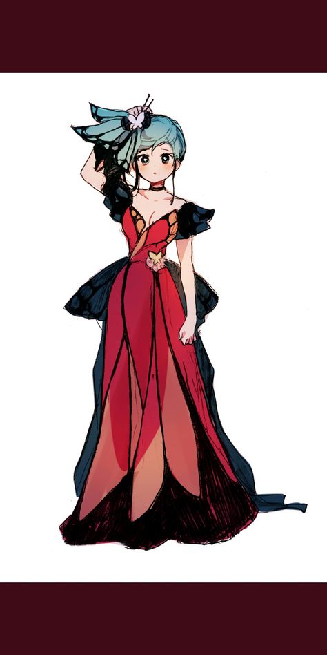 Anime Jumpsuit, Anime Red Dress Design, Anime Style Ruffled Dress, Cyberpunk Anime, Dress Sketches, Figure Drawing Reference, Fashion Design Drawings, Drawing Clothes, 영감을 주는 캐릭터