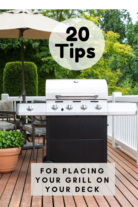 Tips for determining the best gas grill location on your deck. Grill Location Ideas, Small Deck Furniture, Deck Furniture Layout, Deck Grill, Patio Furniture Layout, Outdoor Grill Area, Deck Layout, Patio Grill, Patio Layout