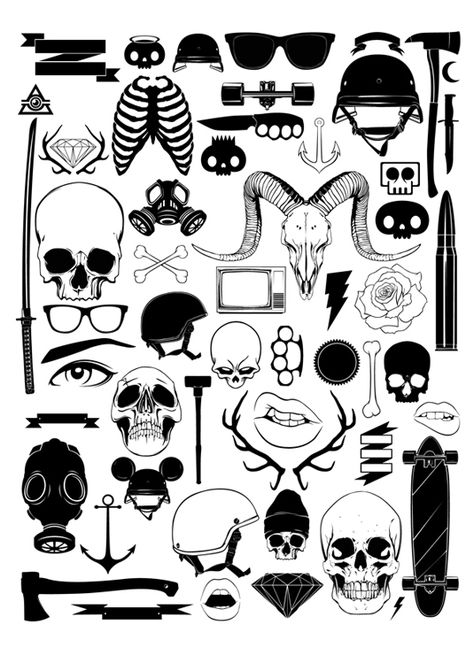 FREE vector pack from Gaks Design to download today | Design tools | Creative Bloq Types Of Tattoos, Doodle Tattoo, Tattoo Art Drawings, Tattoo Flash Art, Black Lines, Hand Tattoo, Tattoo Trends, Flash Art, Tattoo Design Drawings