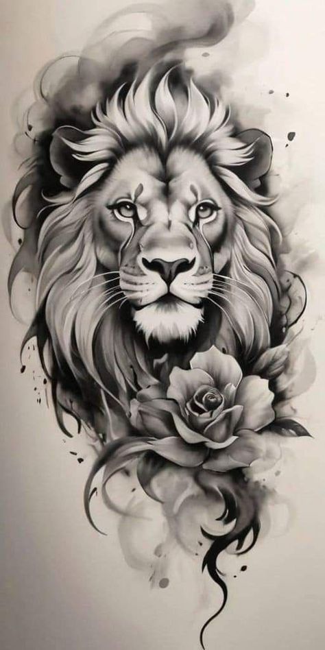 Lion And Rose Tattoo, Leo Lion Tattoos, Leon Tattoo, Female Lion Tattoo, Lion Shoulder Tattoo, Lion Art Tattoo, Lioness Tattoo, Lion Tattoo Sleeves, Petit Tattoo