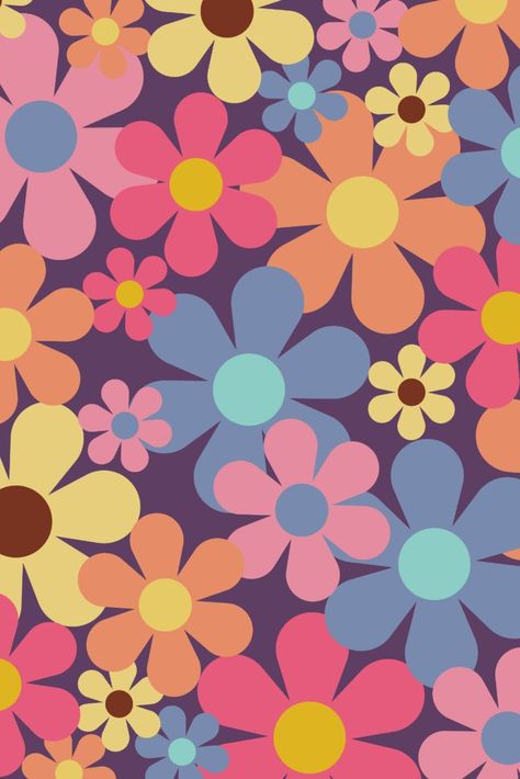 Hi flower lovers, this amazing 70s flower pattern suits your fashion and home decorations. #redbubble #pattern #flowerpattern #70s #retro #colorful 70s Flower Pattern, Butterfly Wallpaper Iphone, Flower Pattern Design, Hippie Wallpaper, Phone Wallpaper Design, Retro Wallpaper, 70s Retro, Painted Pots, Butterfly Wallpaper