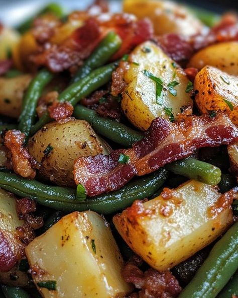 Pressure Cooker Vegetables, Instant Pot Green Beans And Potatoes, Instant Pot Vegetables, Instant Pot Green Beans, Ranch Green Beans, Instant Pot Veggies, Bacon Potatoes, Beans And Potatoes, Green Beans And Potatoes