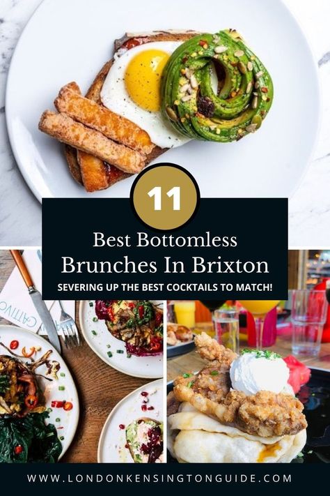 Guide to the best bottomless brunch in Brixton. Guide to cool and fun boozy brunches in Brixton. Enjoy canova hall brunch, brixton courtyard bottomless brunch, lost in brixton bottomless brunch, turtle bay brixton bottomless brunch, satay bar bottomless brunch and many more indoor and outdoor brunches in Brixton and nearby. | Things to do in Brixton | Best Brunches In London | bottomless brunch ideas | best brunch spots in london | best brunch places in london | Things to do in London | Jamaican Breakfast, Brunch Burger, Outdoor Brunch, Places In London, Jamaican Dishes, Brunch Places, London Kensington, Boozy Brunch, Buttermilk Fried Chicken