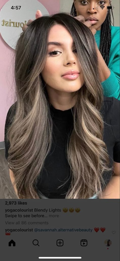 Dark Hair With High And Low Lights, Balayage Hair For Olive Skin Tone, Fall Balayage, Brunette Hair With Highlights, Brown Hair Balayage, Brown Blonde Hair, Hair Color And Cut, Hair Color Balayage, Hair Inspiration Color