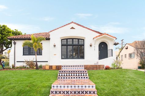 Spanish Floor Tile, Los Angeles View, Spanish Bungalow, Spanish Style Home, Custom Built Ins, Spanish Style Homes, Wood Siding, Spanish House, Humble Abode