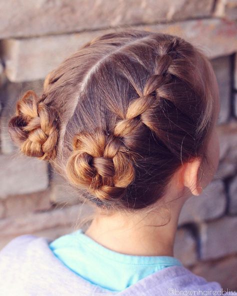 Double knotted braids into braided buns on textured hair! I used @sweethearts_hair Texturizing Tool and it’s amazing! 🌸🌸🌸 Competition Hair, Girl Hair Dos, Blonde Balayage Highlights, Cute Braided Hairstyles, Dance Hairstyles, Kids Hair Cuts, Your Cute, Braided Hairstyles Easy