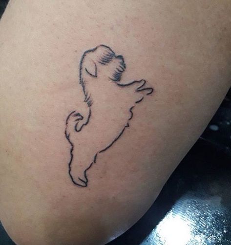 Dog Tattoo Ideas Minimalist Shih Tzu, Shih Tzu Minimalist Tattoo, Dog Tattoo Ideas Shih Tzu, Dog Line Art Tattoo Shih Tzu, Shih Tzu Memorial Tattoo, Shin Tzu Tattoo, Shitzu Tattoo Ideas, Shih Tzu Tattoos, Shih Tzu Outline Tattoo