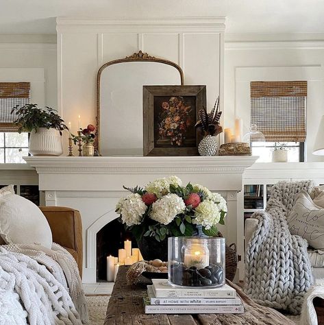 Mantle Styling Traditional, Layer Mirrors On Mantle, Mantle With Books, Fireplace Mantle Shelves, Photos On Fireplace Mantle, Layered Picture Frames On Mantle, Layering Art On Mantle, Books On Fireplace Mantle, Vintage Mantel Decor