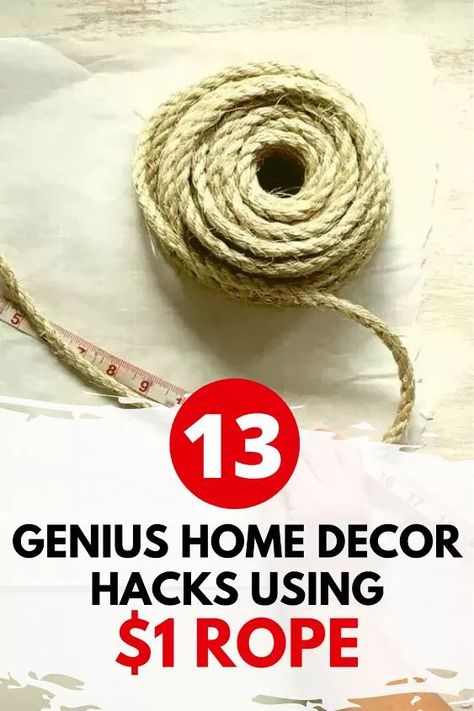 We love dollar tree decorating ideas. 13 easy dollar store rope home decor ideas on a budget. Easy decorating ideas for cheap for living room, bedroom, dining room and more. Diy With Rope, Rope Crafts Diy Decor, Tree Rope, Tree Decorating Ideas, Rope Diy, Decor Hacks, Rope Crafts Diy, Home Decor Hacks, Tree Decorating