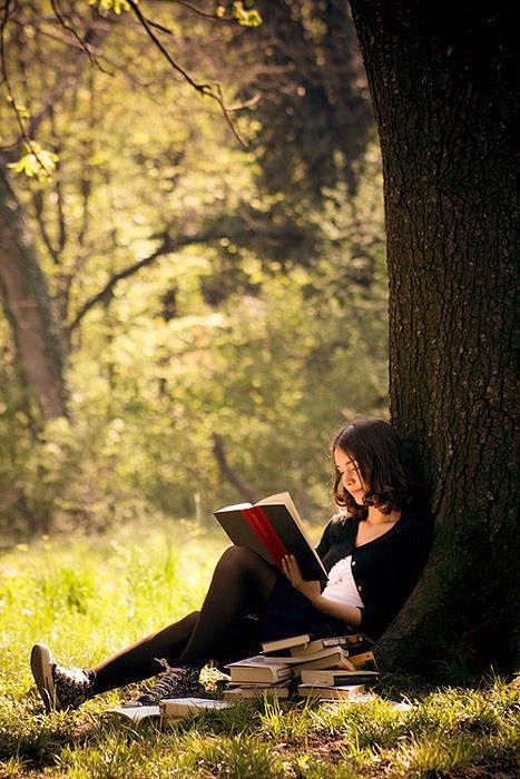 Inspiration for Chrissy C's www.breakaway-grads.com photoshoot. Tree | meadow | backlight. (13Ag) Sitting Under A Tree, Portret Feminin, Under A Tree, Senior Poses, Grad Photos, Reading A Book, Trik Fotografi, Shooting Photo, Girl Reading