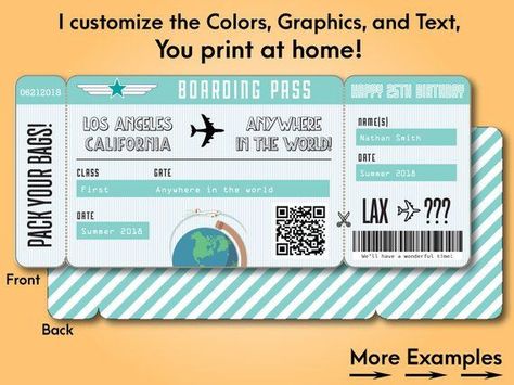 Printable Custom Boarding Pass Surprise Airline Ticket Fake Plane Ticket Template, Ticket Airplane, Plane Ticket Template, Corrective Action Plan, Fake Plane Ticket, Family Template, Ticket Template Free, Surprise Trip Reveal, Raffle Tickets Printable