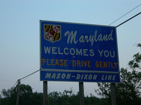 Maryland state sign | Recent Photos The Commons Getty Collection Galleries World Map App ... Mason Dixon Line, State Signs, Ocean City Maryland, Usa States, Road Sign, Baltimore Maryland, Eastern Shore, Chesapeake Bay, Ocean City