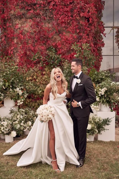 Mariana Hardwick, Lost In Love, Custom Wedding Gown, Red Vines, Tuscan Inspired, Blonde Waves, Lace Beach Wedding Dress, Rustic Wedding Dresses, Stunning Makeup