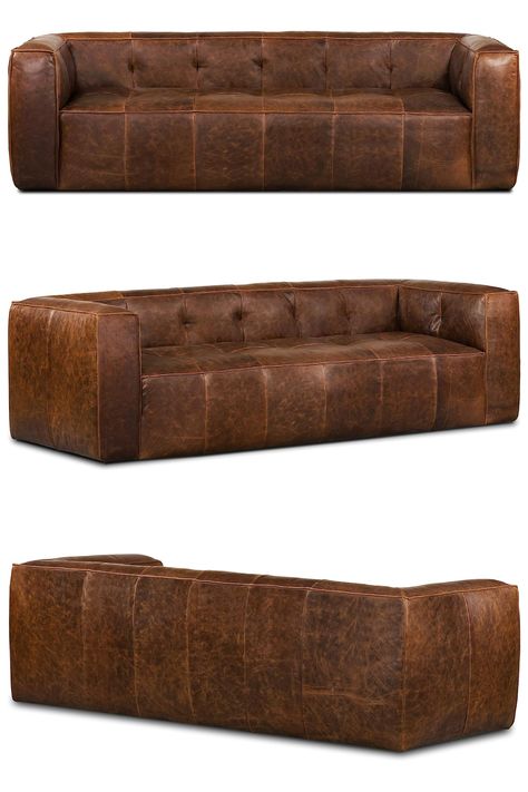 Sink into luxury with this couch, upholstered in chocolate brown Italian tanned leather. This stylishly timeless piece brings sophistication to any living space, Chocolate Brown Sofas, Brown Sofas, Poly & Bark, Leather Sofa, Design Inspo, Chocolate Brown, Tan Leather, Sofa Couch, Living Spaces