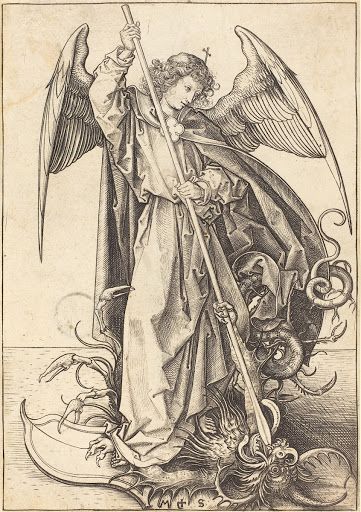 Saint Michael Slaying the Dragon Martin Schongauer, Archangel Michael Tattoo, St Michael Tattoo, Dragon C, San Michele, Saint Michael, John James Audubon, German Art, Classic Image