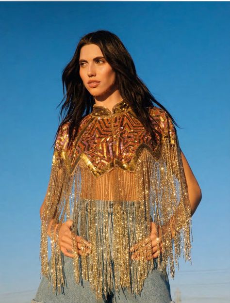 Burning Man Accessories, Beaded Cape, Sequin Cape, Festival Outfits Rave, Diy Bead Embroidery, Festival 2023, Rodeo Outfits, Brunch Outfit, Boho Festival