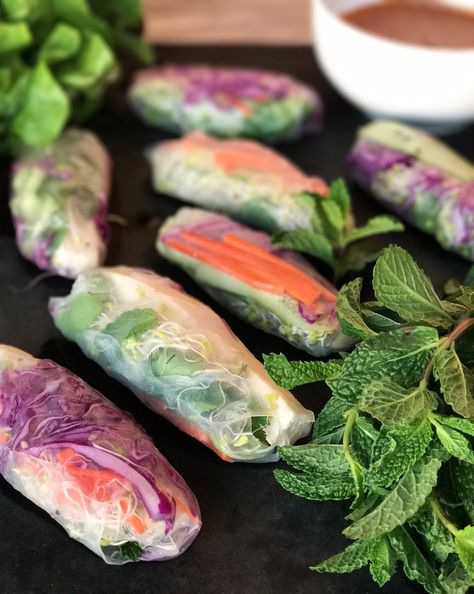 Proportional Plate | Tofu Spring Rolls with Peanut Sauce Beef Spring Rolls, Avocado Spring Rolls, Tofu Spring Rolls, Keto Rolls, Vietnamese Fresh Spring Rolls, Pork Spring Rolls, Dinner Shrimp, Shrimp And Avocado, Dinner Paleo