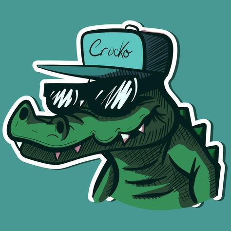 Animated Crocodile, Alligator With Sunglasses, Alligator Character, Crocodile Graffiti, Crocodile Graphic, Crocodile Head, Sunglasses Vector, Florida Tshirt, Hat And Sunglasses