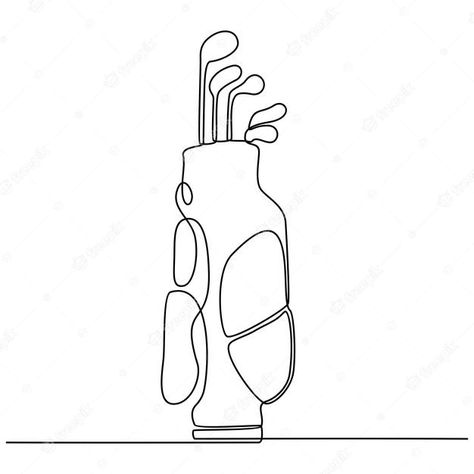 Golf Line Drawing, Golf Bag Tattoo, Golf Club Tattoo Ideas, Golf Line Art, Golf Bag Drawing, Golf Club Tattoo, Golf Tattoo For Women, Golf Club Drawing, Golf Tattoo Ideas