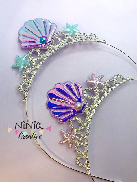 Mermaid Tiara, Outfit Photoshoot, Crown Birthday, Birthday Tiara, Mermaid Party Decorations, Mermaid Theme Party, Sea Birthday Party, Headband Outfit, Birthday Kids