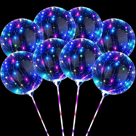 LED Balloons Light Up Balloons - 10 Pack LED Balloons with Sticks, Clear Bobo Balloons with Lights, 20 Inch Bubble Balloons with Lights, Helium Lighted Balloons, Glow in the Dark Balloons for Party (As an Amazon Associate I earn from qualifying purchases) Lighted Balloons, Balloons With Lights, Glow In The Dark Balloons, Bobo Balloons, Light Up Balloons, Balloon Glow, Transparent Balloons, Led Balloons, Balloon Lights