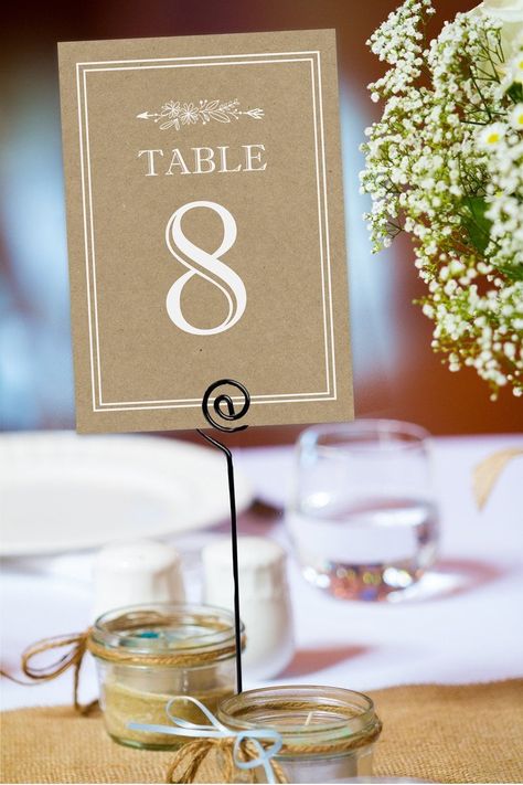 Table Number Ideas, Golden Anniversary Party, Number Ideas, Wedding Anniversary Party, Wedding Table Decorations, Floral Bridal Shower, Printed Invitations, Table Number, Wedding Table Numbers