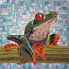 Tree Frog Mosaic Art Diy, Mosaic Garden Art, Mosaic Animals, Mosaic Art Projects, Mosaic Tile Art, Mosaic Stained, Glass Mosaic Art, Mosaic Artwork, 3d Studio