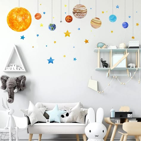 Cartoon Stars, Space Kids Room, Space Wall Decals, Wallpaper For Kids, Kids Room Murals, Diy Space, Space Themed Nursery, Stars Wall Decor, Stickers Cartoon