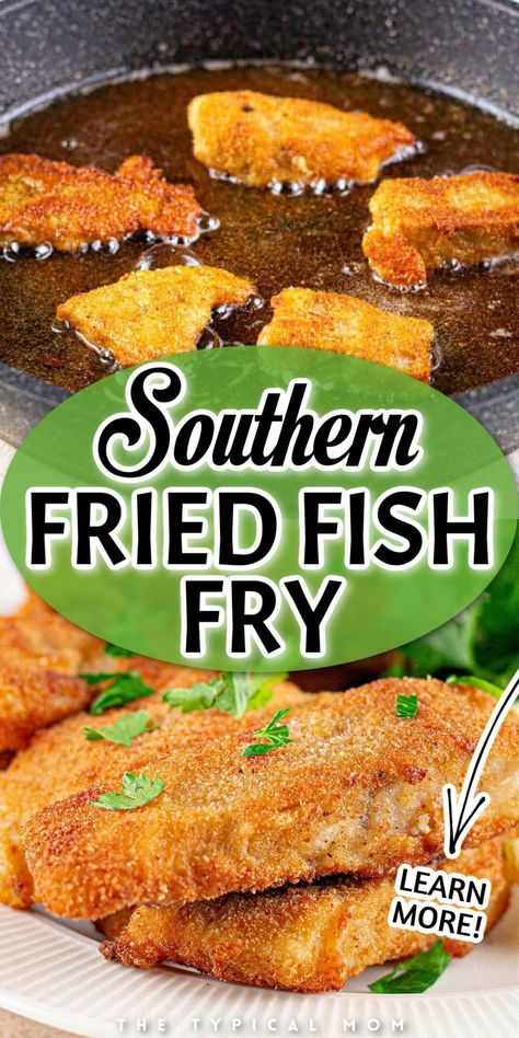 Hosting a fish fry? Our Southern cornmeal fried fish should be your go-to recipe. I'll share with you the finest cornmeal for fish frying and the seasonings you can use to pack it with flavor. You can spice it up or keep it mild to suit your taste. Frying seafood is simple, whether in a skillet or deep-fried at home. Achieve that perfect crunch with catfish, halibut, salmon, or any seafood variety you prefer, pan-fried or deep-fried to perfection. You’re going to love this easy dinner recipe! Cornmeal Fried Fish, Fish Breading Recipe Fried, Deep Fried Fish Batter, Deep Fried Salmon, Southern Fish Fry, Fried Cornmeal, Fried Fish Batter, Louisiana Fish Fry, Fish Batter